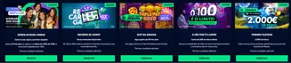 Ofertas promocionais do casino Solverde incluindo bônus de boas-vindas, recargas semanais, slot da semana, bônus diários em Crash Games e torneio Playson
